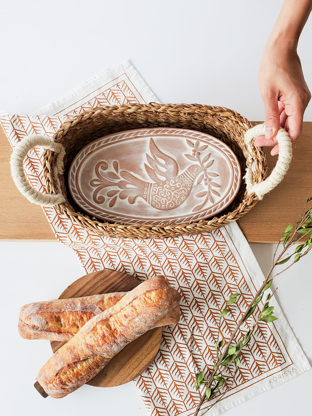 Bread Warmer & Basket - Bird Oval