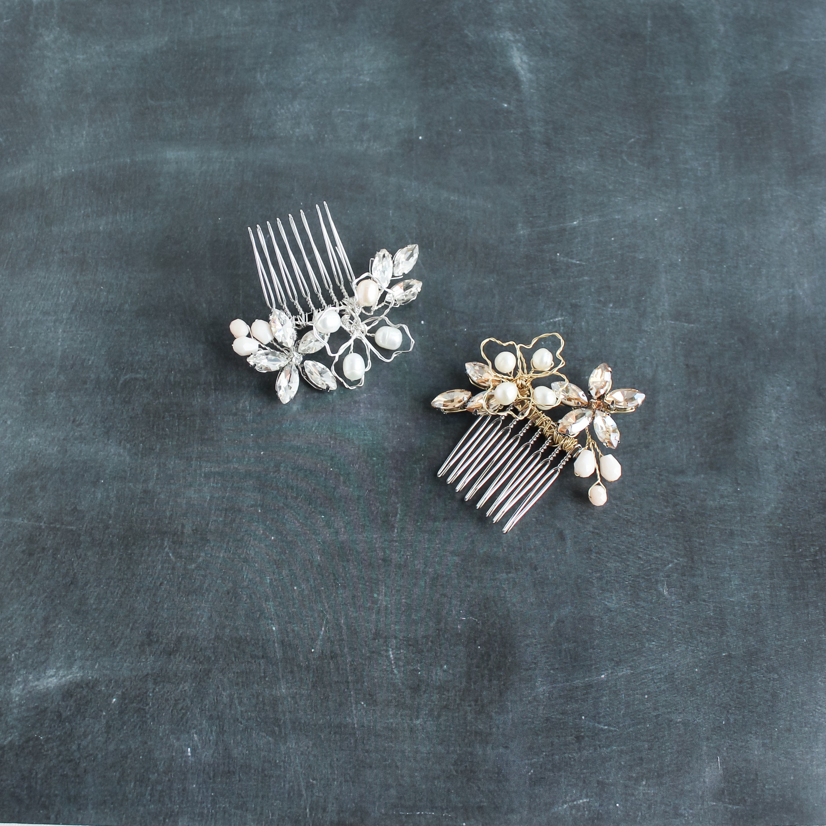 Small gold crystal bridal hair comb